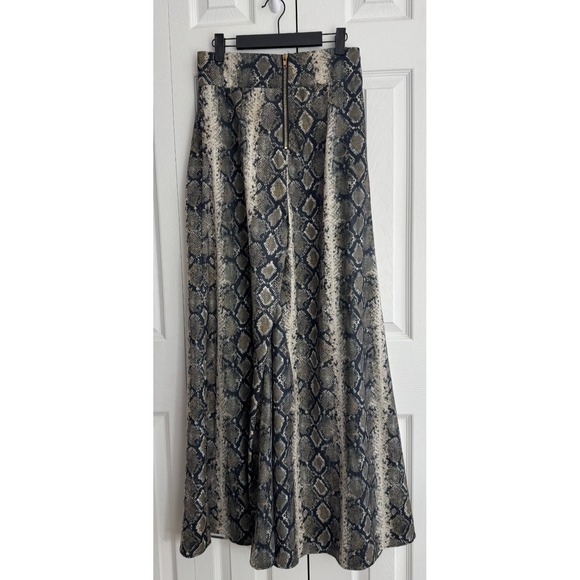 Gracia Pleated Satin Wide Leg Pants Women Medium  Snake Print Flowy Boho - Picture 5 of 13